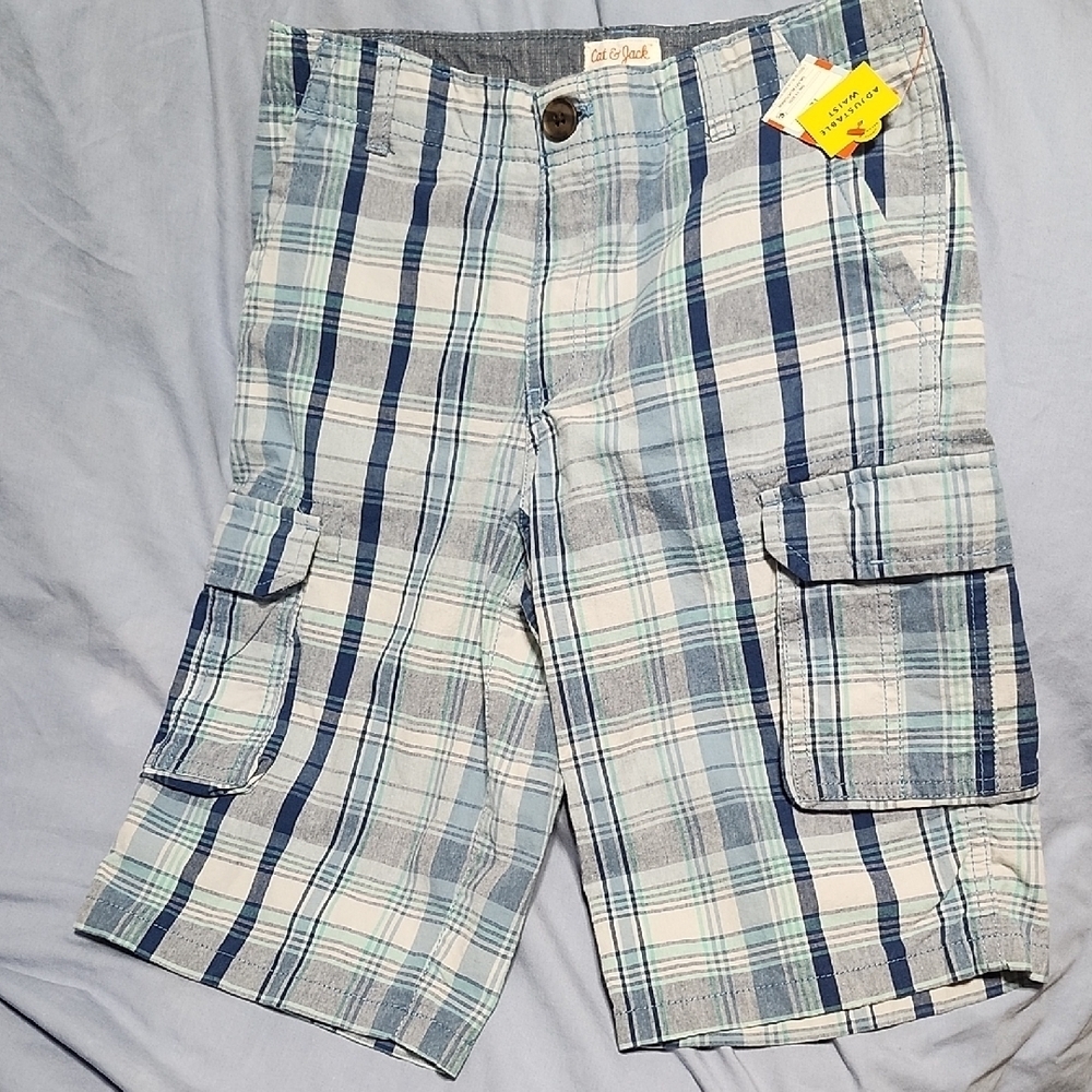 Cat & Jack Blue and White Plaid Shorts Lightweight Cotton